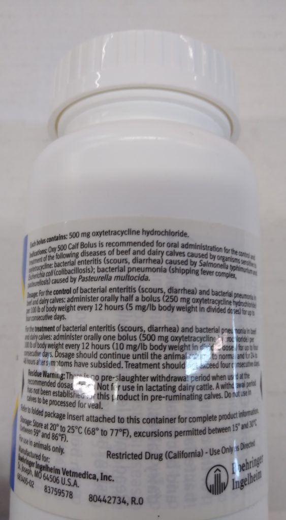 Oxy 500 Calf Bolus Huber's Animal Health