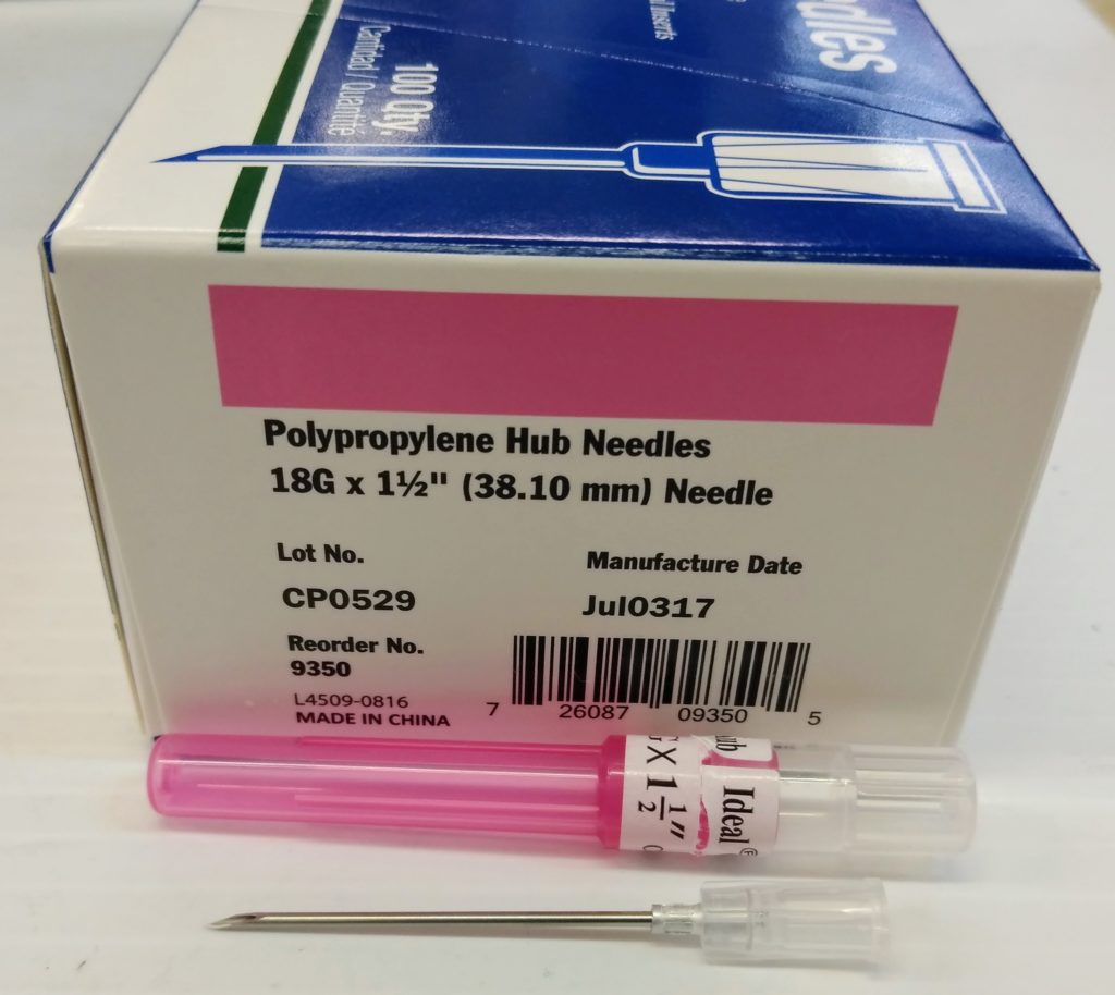 Needle 18 Gauge X 1 1/2" Poly Hub