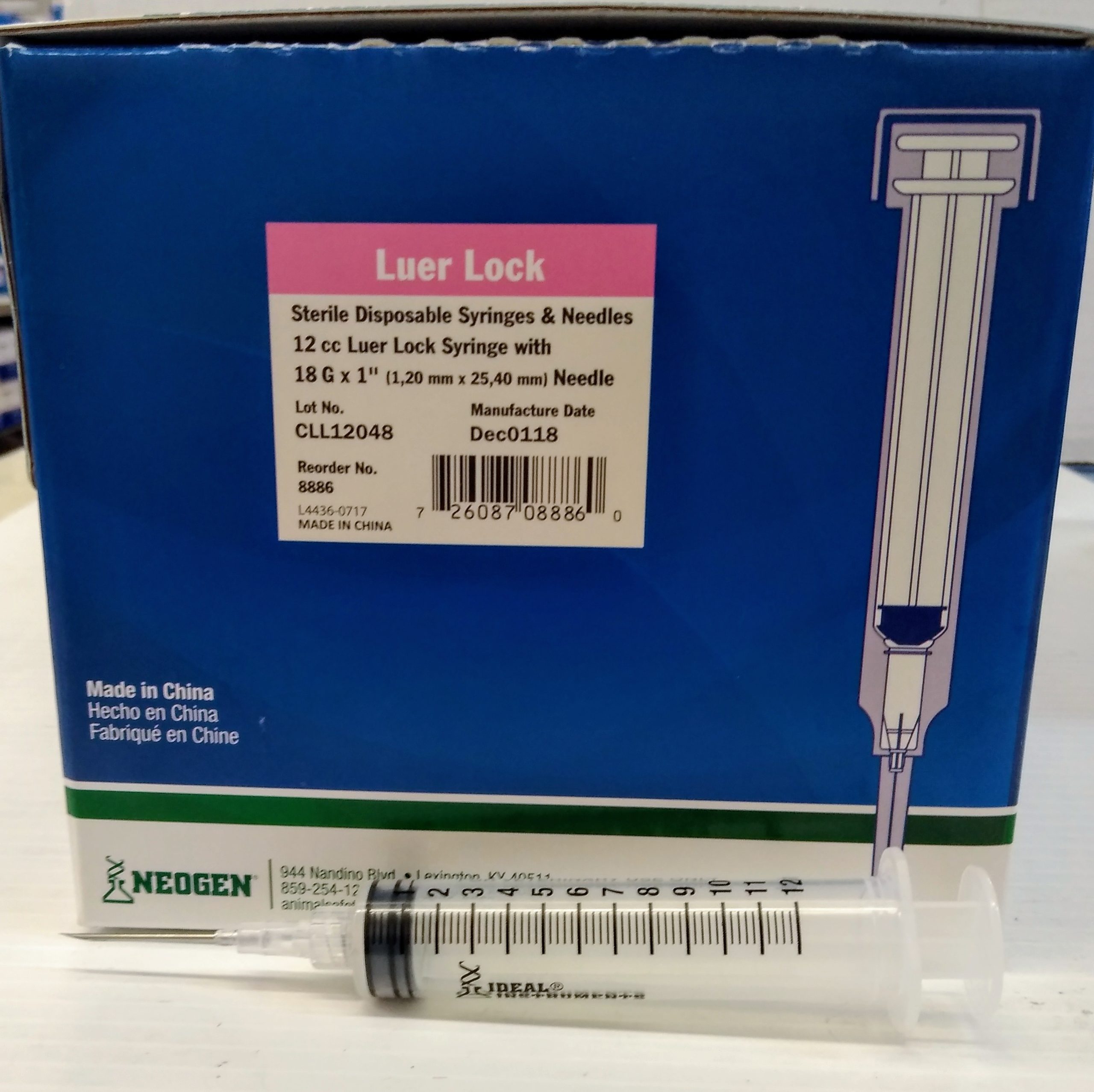 Syringe Disposable 12 CC/ 18 Gauge X 1